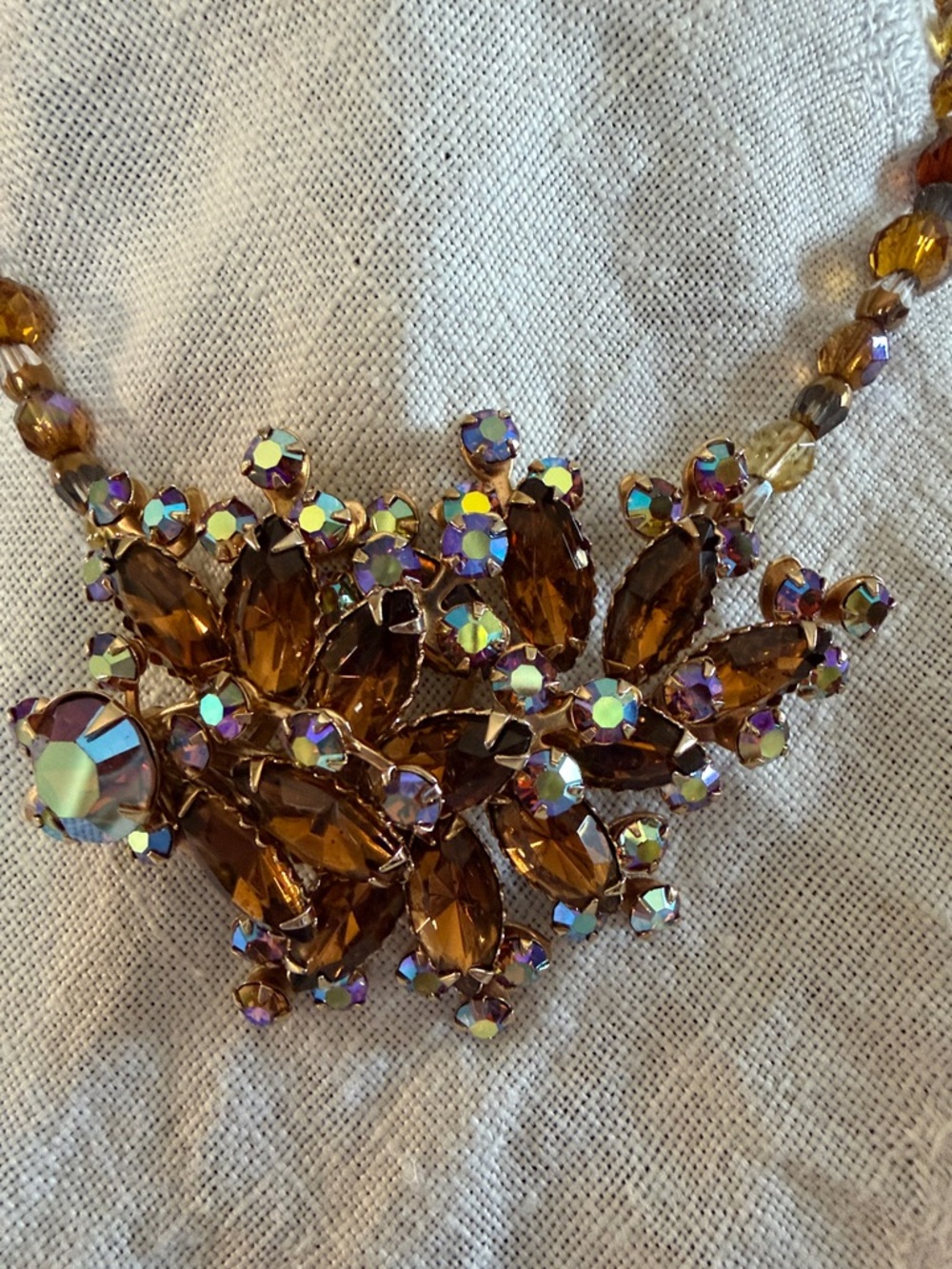 Vintage Crystal Statement Necklace & Earrings -Julianna style Piece - Handmade❣️